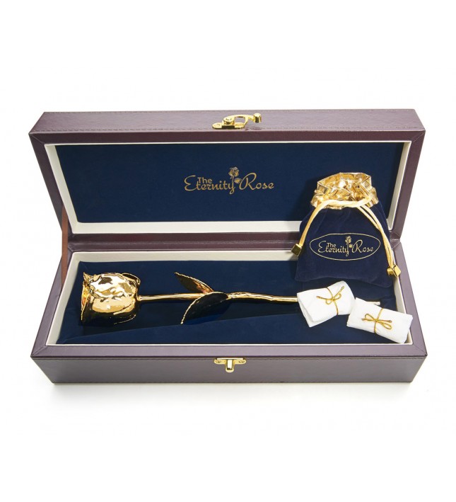 Gold Rose & White Leaf Theme Jewellery Set