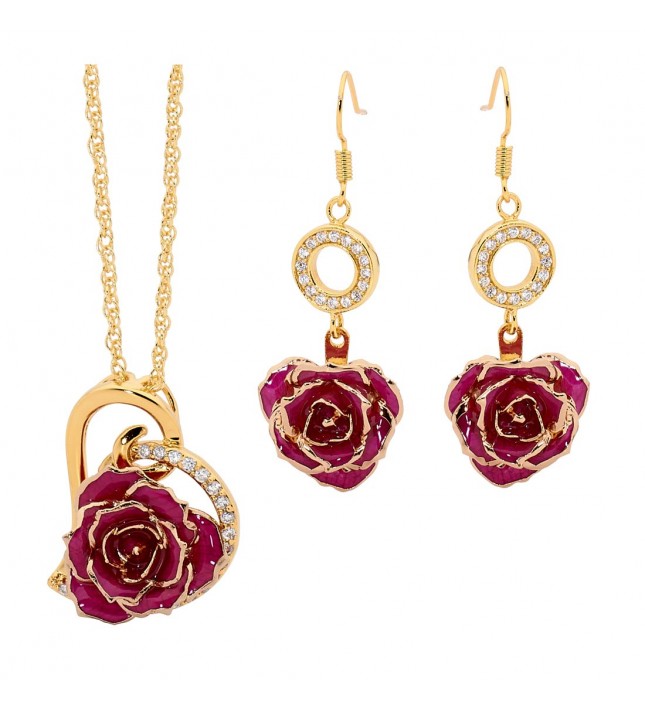 Purple Heart Theme Pendant and Earring Set