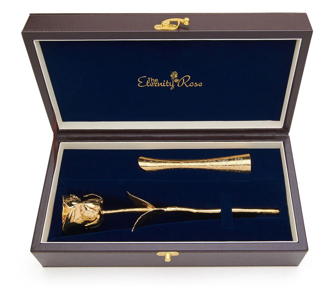 Gifts for Her Gold Dipped Rose & Vase Set