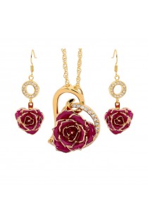 Gold Rose & Purple Heart Theme Jewellery Set