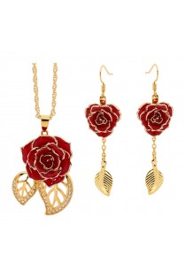 Red Leaf Theme Pendant and Earring Set