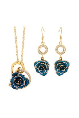 Blue Heart Theme Pendant and Earring Set