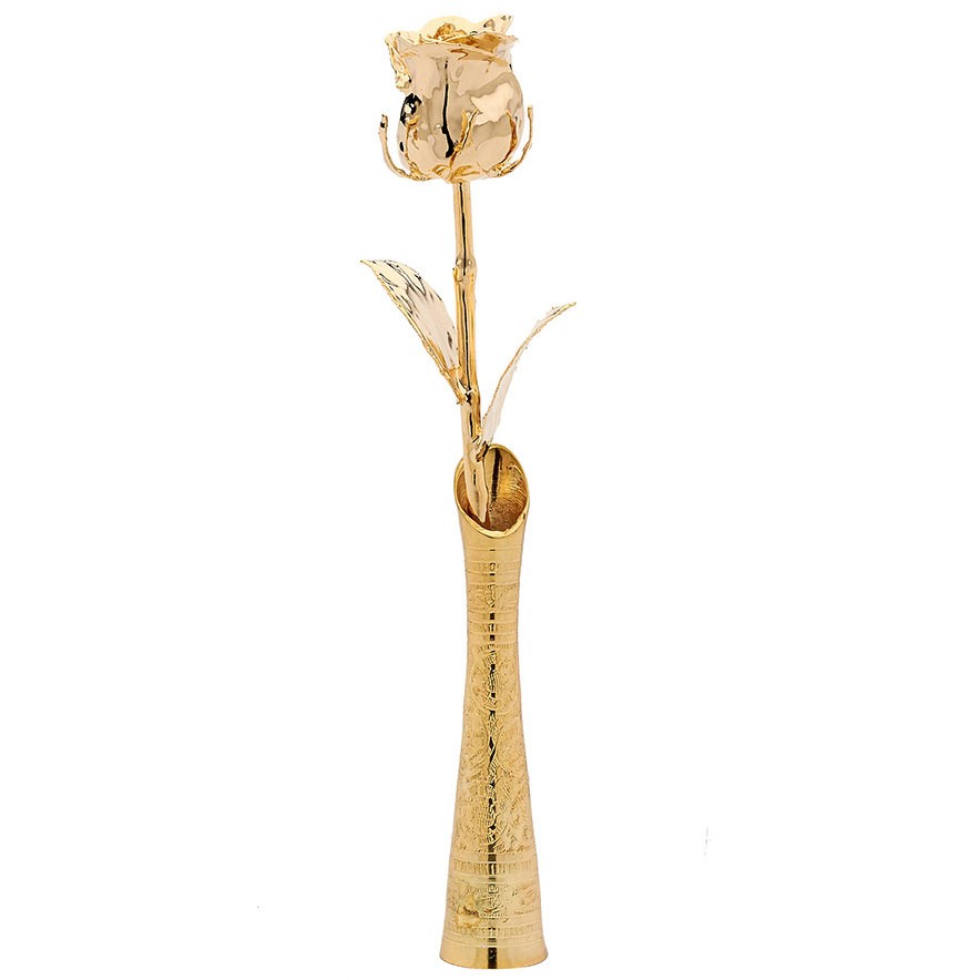 Gold Dipped Eternity Rose in Vase
