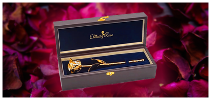 Gold rose with leather case